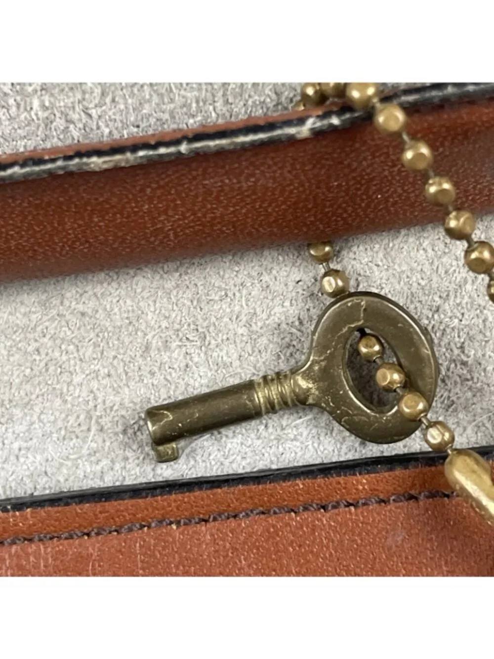 I.Magnin Michael Scott Leather Briefcase Tapestry Look Steerhide Bag Key Vintage